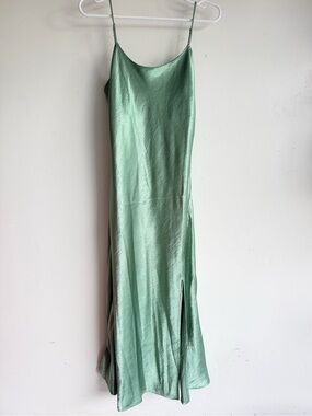 Double Zero Mint Green Satin Slip Maxi Dress